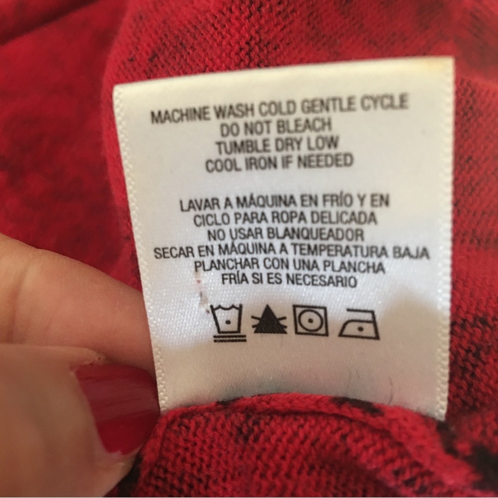 Basic Editions Button Down Cardigan In Red And Bl… - image 8